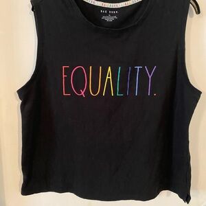 Rae Dunn Black Equality Sleeveless T-Shirt Womens Size XL